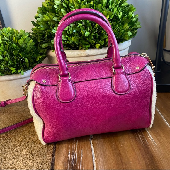 Coach Shearling Bennet Fushia Crossbody Handbag - Picture 10 of 16